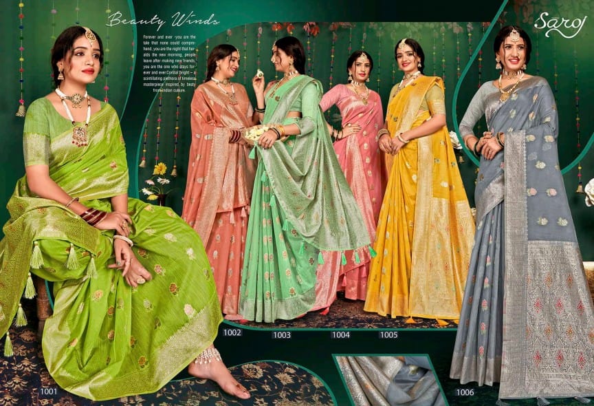 Hulchul Linen Vol 4 By Saroj Pure Slub Linen Designer Sarees Wholesale Market In Surat
